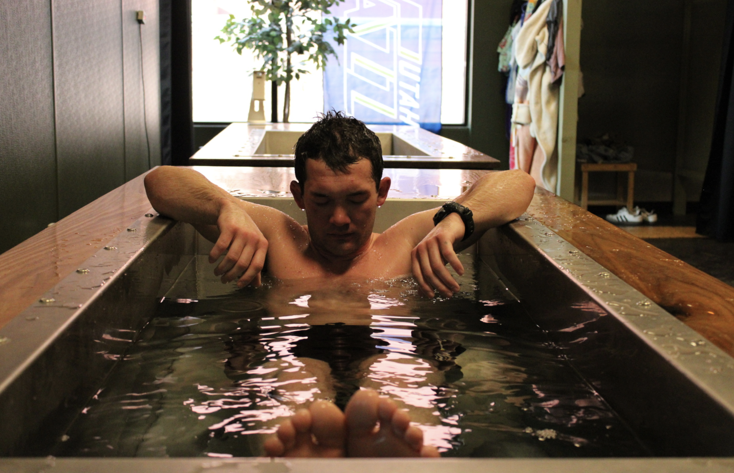 Cold plunge and sauna setup at Cold Plunge Coffee